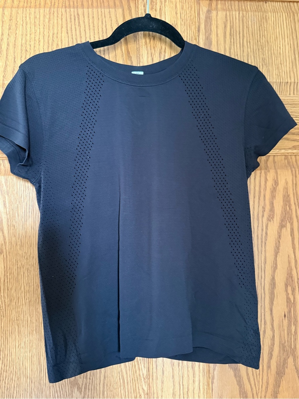 lululemon athletica Black Short Sleeve Perforated Crew Tee